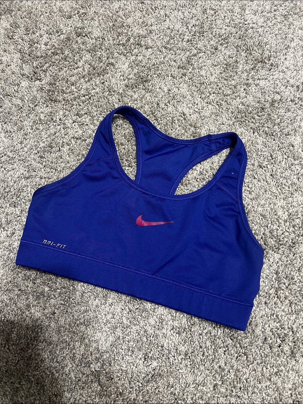 Nike Purple Racerback Dri-FIT Sports Bra with Pink Swoosh